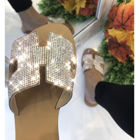 Last Size 6 💎Nude Rhinestone Embellished Sandals - Picture 8 of 8